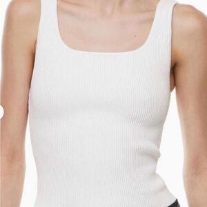 Aritzia White Ribbed Tank Top